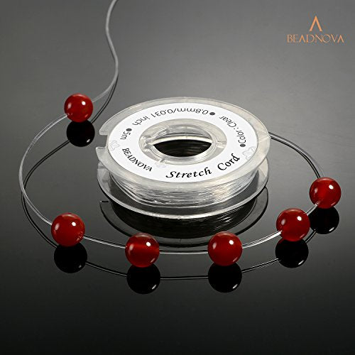 BEADNOVA DIY Starter kit 0.8mm Stretch Jewelry Cord Elastic Crystal String Cord 5 Meters with 1pc Collapsible Eye Needle for Jewelry Making