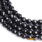 GEM-Inside 4mm Natural Black Tourmaline Gemstone Loose Beads Faceted AAA Grade Crystal Energy Stone Power Beads for Jewelry Making 15" - color: Black Tourmaline, size: 4mm