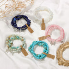 3Pcs Crystal Bracelet for Women Handmade Crystals and Healing Stones Bracelets Natural Stone Beaded Bracelets Set Star Moon Feather Boho Bracelets Birthday Gifts for Women Girls