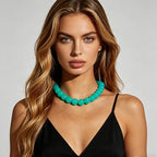 Chunky Acrylic Resin Beaded Necklace for Women Colorful Large Round Choker Adjustable Stack Acrylic Beads Necklace Resin Summer Party Jewelry - style: Blue