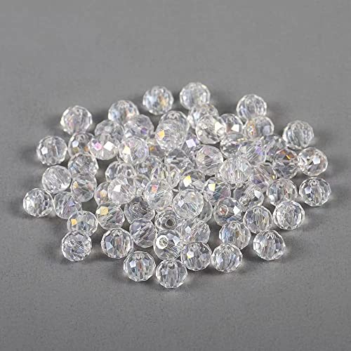 Jmassyang 8mm Briolette Rondelle Faceted AB Crystal Glass Beads for Jewelry Making Bracelets Necklaces Earrings (Clear AB, 250pcs) - color: Clear AB, size: 6x8mm