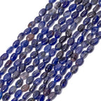 70pcs Natural Blue Point Stone Beads，4x6mm Egg Shape Loose Gemstone Beads for Jewelry Making Design Earring Necklace - color: blue point