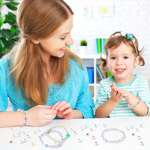 Augshy 700Pcs Round Heart Beads,Valentine's Day Acrylic Heart Beads for Bracelets Jewelry Making Lanyard Necklace Friendship Bracelets(4 x 7 mm) - style: Colorful Heart Style