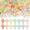 200Pcs Clear Acrylic Cross Kandi Beads AB Color Crucifix Halloween Easter Bracelet Beads for Keychain Iridescent Crafts DIY Jesus Bracelet Rosary Jewelry Making Supplies 16x12.5mm - color: Random AB Colors