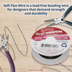 Soft Flex Kink Resistant Beading Wire - Very Fine 0.10 Diameter - Jewelry Making Bead Wire - 10 Ft - style: Black