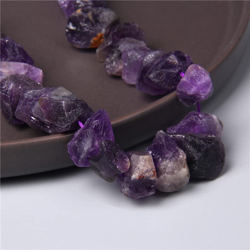 10-13mm Natural Irregular Freeform Raw Amethyst Stone Nugget Beads Reiki Crystal Healing Minerals Quartz Bead DIY Jewelry Making - color: Amethyst