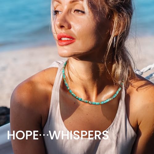 AGOT Beaded Gemstone Necklace for Women: Boho Bead Choker Natural Stone Necklaces - Handmade Jewelry for Summer Beach - color: Green1