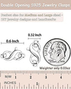 Dailyacc S925 Double Opening Lobster Clasp Sterling Silver and Gold Necklace Bracelet Extender Clasps and Closures for DIY Jewelry - color: Silver, size: 15.5mm × 7.5mm