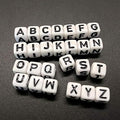 DAHI 400pcs Letter Beads 8 * 8mm Square Alphabet Bead White Cube Letter Bead A-Z Acrylic Alphabet Beads for Jewelry Making DIY (Back White 8x8mm) - color: black white 8x8mm