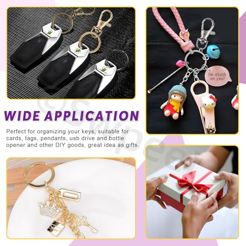 Swpeet 125Pcs Bronze Keychain Making Set, 25Pcs Swivel Lanyard Snap Hook, 25P Keychain Ring, 25P Extender Chains, 50P Open Jump Rings, Swivel Lobster Clasps, Keychains Clips - color: Qinggu