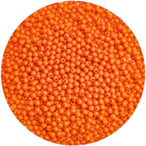 BONNY BOXX 2000PCs 4MM Smooth Orange-red Acrylic Round Beads, Plastic Resin Bubblegum Balls Chunky Gumball Beads for Necklace and Bracelet Making, Crafting Supplies - color: Smooth Orange-red, size: 4MM