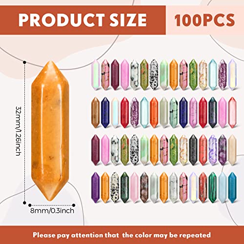 Nuenen 100 Pcs Healing Crystals Stones Sets, Hexagonal Bullet Shaped Wand Stones Bulk Gemstone Amethyst Chakra Crystals for Witchcraft Meditation Divination Mothers Day Gifts Women