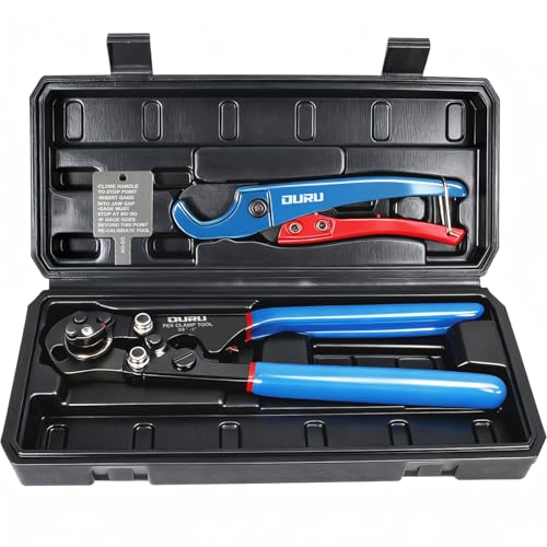 2 IN 1 Ratchet Pex Crimping Tool Pliers Cinch and Remove Combo Function Professional Pex Crimper Long Handle Pex Pinch Tool Pex Pipe Crimp Tool for 3/8" to 1" Stainless Steel Clamps in Plastic Box - style: 2pcs Pex Tool with Box
