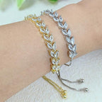 3PCS Tennis Bracelets for Women Set - Stackable Gold & Silver Plated Brass - Round & Marquise Cubic Zirconia - Adjustable & Foldover Clasp - Elegant Jewelry Gift for Her, Mom, Wife, Girlfriend - color: Gold - 3PCS Bracelet Set