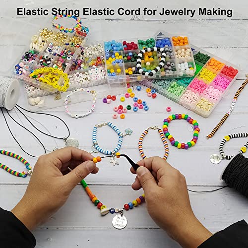 LUSTEMBER Elastic String for Bracelets, 1 mm x 110 Yards Sturdy Stretchy Elastic Cord for Jewelry Making, Necklaces, Beading - White - size: White