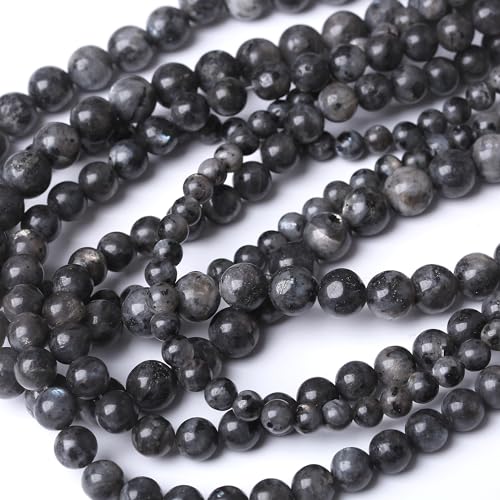 12MM Black Larvikite Round Loose Beads Natural Gem Beads Crystal Energy Stone Beads for Jewelry Making DIY Bracelet Necklace - color: Black Larvikite, size: 12mm