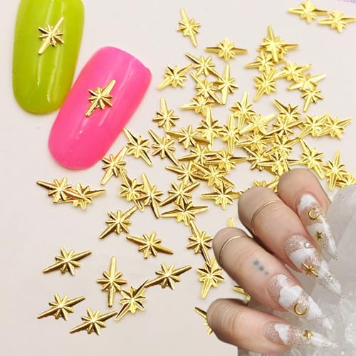 ONPRESS 1000pcs Mini Star Nail Art Rhinestones Gold Cute Cross Star Nail Charms 3D Alloy Nail Art Charms Kawaii Charms for Acrylic Nails Decor Jewelry for Women Manicure DIY Nail Supplies Diamonds - color: Gold