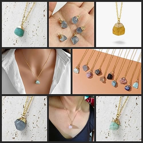 10pcs Irregular Raw Natural Green Aventurine Rock Stone Pendant Healing Crystal Chakra Gemstone Charm for Jewelry Making DIY Necklace Earrings Accessories Reiki - color: Green Aventurine