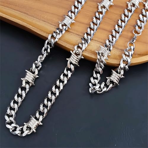 Layered Punk Pants Chain for Men Women, Gothic Hip Hop Jean Chain Wallet Chain Biker Trouser Chain, Goth Emo Fashion Keychain Accessories - color: 1L-Prickly Chain