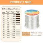 HARFINGTON Wire 203ft Length 24 Gauge Copper Craft Jewelry Wrapping Wire Tarnish Resistant Beading for Jewelry Making Supplies Crafting, Bright Silver - color: Bright Silver