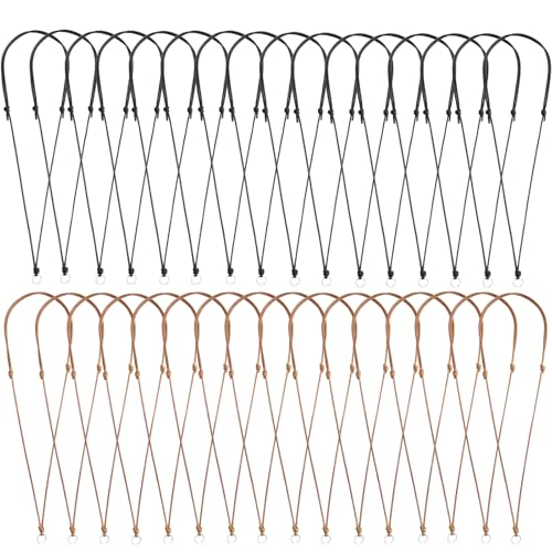 LERSUSI 32pcs Handmade Craft Choker Necklace Cord for Pendant Adjustable Knotted with Metal Ring for Jewelry Making (Black+Brown) - color: Black+Brown