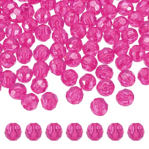 MECCANIXITY 400pcs Czech Faceted Bicone Beads 8mm Glass Spacer Bead Bulk for Jewelry Making & DIY Craft, Rose Red - color: Rose Red