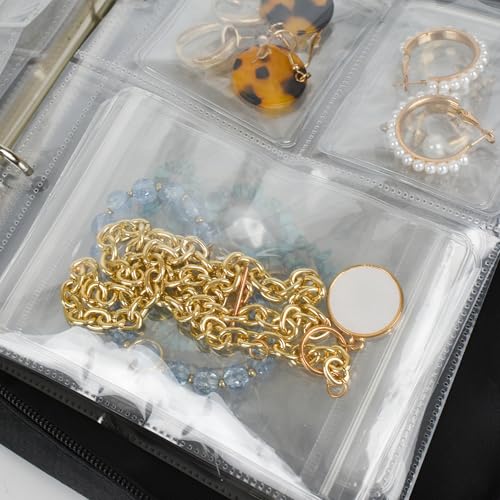 Travel Jewelry Organizer Case Transparent Jewelry Storage Book Binder Bag for Earrings, Rings, Necklace, Bracelet,Inner Pages and Pouches - color: Inner Pages and Pouches