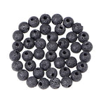 AD Beads Natural Gemstone 8mm Round Loose Beads Big Hole 2.5mm Sized 40pcs (Black Lava Stone) - color: Black Lava Stone