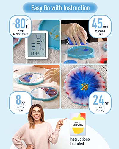 Nicpro 8 Ounce Crystal Clear Epoxy Resin Kit, Food Safe DIY Starter Epoxy Resin for Art Craft, Canvas Painting, Molds Pigment Jewelry Making, Resin Coating and Casting - size: 8 oz.