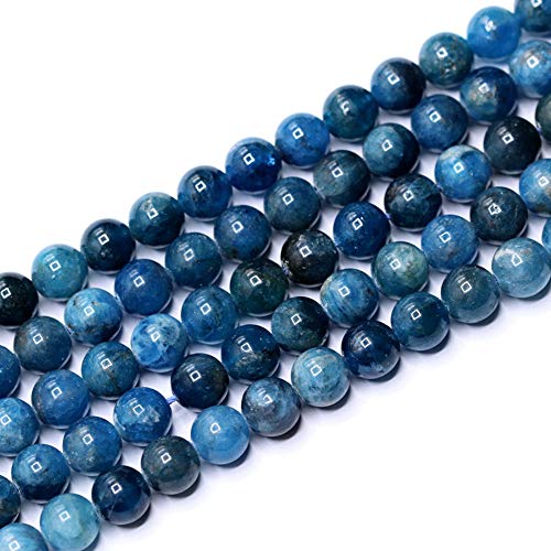 Natural Gemstone Loose Beads Smooth Round Approxi 15 inch DIY Bracelet Necklace for Jewelry Making (8mm, Blue Apatite) - color: Blue Apatite, size: 8mm