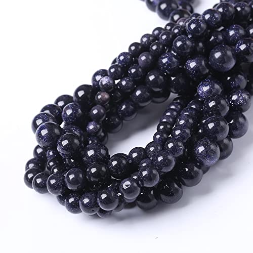 12MM Blue Sand Round Loose Beads Natural Gem Beads Crystal Energy Stone Beads for Jewelry Making DIY Bracelet Necklace - color: Blue Sand, size: 12mm