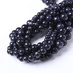8MM Blue Sand Round Loose Beads Natural Gem Beads Crystal Energy Stone Beads for Jewelry Making DIY Bracelet Necklace - color: Blue Sand, size: 8mm