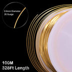 MIKIMIQI Jewelry Wire - 328Ft, 26 Gauge, Tarnish Resistant, Copper, 0.4mm X 100m (Gold) - color: Gold