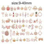 30pcs Mixed Enamel Charms Pendants for Jewelry Making Bulk lot Necklace Earrings Bracelet Craft Findings - color: Pink