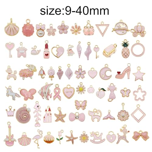30pcs Mixed Enamel Charms Pendants for Jewelry Making Bulk lot Necklace Earrings Bracelet Craft Findings - color: Pink