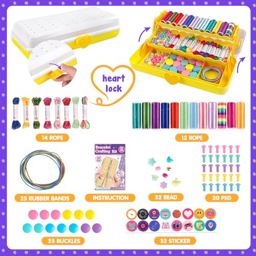 TingingYuli Friendship Bracelet Making Kit for Girls 8-12, DIY String Bracelet Maker with 3-Layer Storage Box, Arts and Crafts for Kids Ages 6-12, Easter Christmas Birthday Gift Set - color: White/Yellow