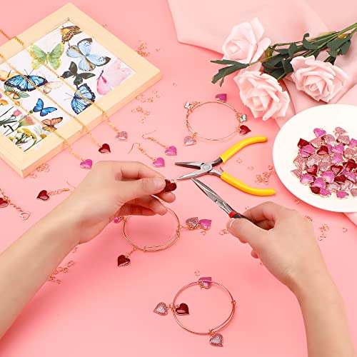 SANNIX 90Pcs Valentine's Day Heart Charms with 150Pcs Jump Rings, 3 Colors (Red, Pink, Rose Red), DIY Jewelry Making Crafts Supplies - color: 3 color