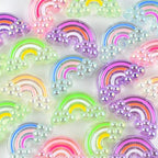 20Pcs Acrylic Rainbow Focal Beads for Pens Colorful Rainbow Fancy Space Beads for DIY Craft Beadable Pens Keychain Bracelet Necklace Earrings Jewelry Making - color: Rainbow