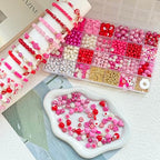 1800PCS+ Valentine’s Day Beads for Bracelets Jewelry Making Set, Pink Red Polymer Clay Beads Assorted Pearl Acrylic Heart Bead Letter Spacer Flower Bead and Heart Charms for Necklace Bracelets Making