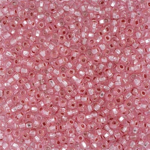 John Bead Czech Glass Seed Beads 10/0 (100Grams) Silver Lined Transparent Pink Mix 3 Pink Shade Beads for DIY Arts Crafts Jewelry Bracelets Necklaces Earrings Making - color: Transparent Pink Mix