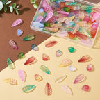 Beadthoven 120Pcs Transparent Glass Leaf Beads Mixed Color Leaf Shaped Crystal Beads Colorful Spring Summer Plant Bead Loose Gemstone Spacers for Jewelry Making DIY Bracelets Necklace Earrings Crafts - color: Leaf 2 styles