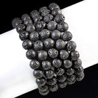AD Beads Natural Gemstone Round Beads Stretch Bracelet Healing Reiki 10mm (Black Lava Rock) - color: Black Lava Rock