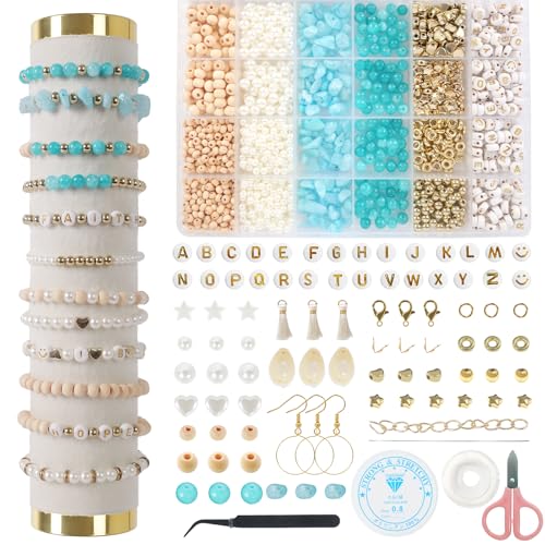 TOIPINIO Bracelet Making Kit Jewelry Making Supplies Kit Natural Stone Beads for Irregular Natural Stone with for DIY Craft Friendship Bracelet/Necklace/Earrings for Adults (Lapis Lazuli+Aquamarine) - color: Lapis Lazuli - Aquamarine