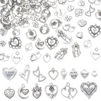 Charms for Jewelry Making Bulk Antique Silver Tibetan Alloy Pendants Love Word for Earring Bracelet Necklace - style: Heart