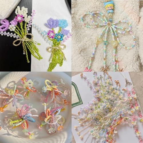 EuTengHao Glass Seed Beads for Bracelet Making Kit, 8/0 Small Pony Beads for Bracelet Necklace Jewelry Making DIY Crafting (3mm, 48 Colors, Frosted Glass and Lacquered)