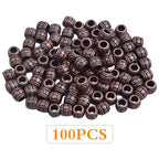 BronaGrand 100pcs Round Tube Spacer Beads Alloy Large Hole Column Beads Antique Red Copper Loose Charm Beads Accessories for DIY European Bracelet Necklace Jewelry Making, Hole: 4 mm - color: Red Copper