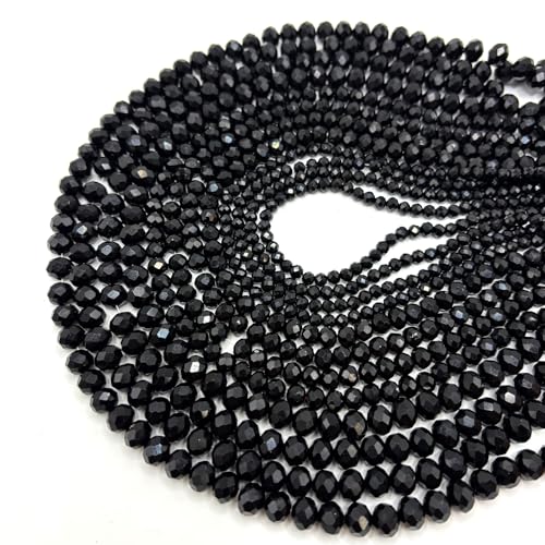 1040PCS Assorted Size Glass Beads, 4/6/8mm Crystal Glass Beads for Jewelry Making, Briolette Crystal Spacer Loose Bulk Beads for DIY Crafts, Suncatchers, Black Color - color: Black