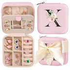 AYGXU Travel Jewelry Box for Women and Girls - Small Case With Initial A-Z - Teacher Gifts - color: pink, size: X