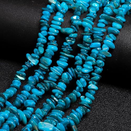 Chip Shell, 260pcs 5-8mm Irregular Shell Beads with Holes, Lake Blue Shell & Aqua Like Chip Beads for Jewelry Making - color: Lake Blue