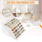 Watpot Acrylic Jewelry Box with 5 Drawers, Clear Earring Storage Organizer Display Case for Women Girls, Beige - color: Beige 5 Layers